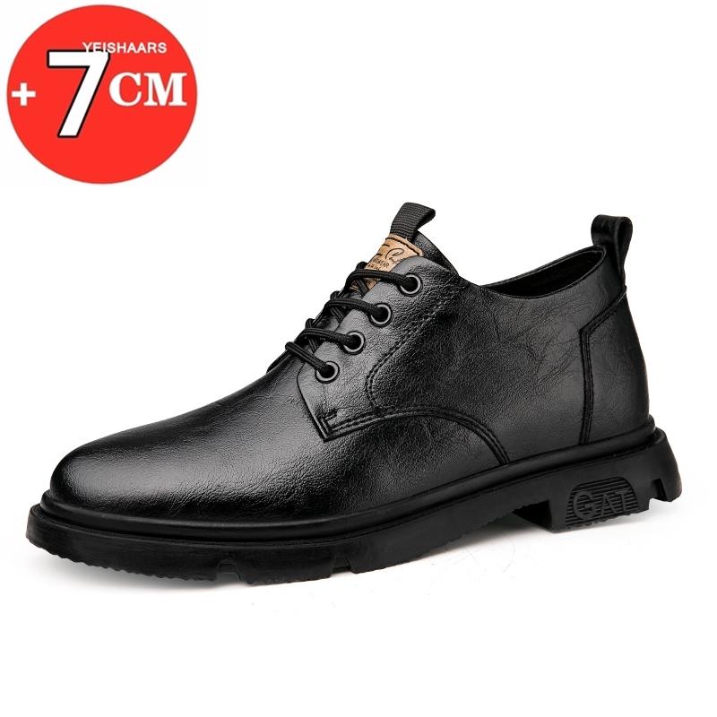 

Мужская деловая обувь из коровьей кожи, мужские повседневные дышащие рабочие ботинки, увеличение роста на 7 см, обувь с удобной внутренней частью, обувь на платформе 37