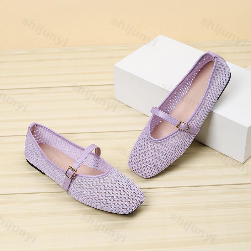 Women Ballet Falts Shoes 2026 Mesh New Breathable Casual Comfortable Hollow Out Mary Jane Summer High Quality Women's Shoes