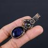 Blue Sapphire Pendant, Handmade Gemstone Pendant, 999 Copper Wire Wrapped Pendant Antique Jewelry, For Engagement Gift