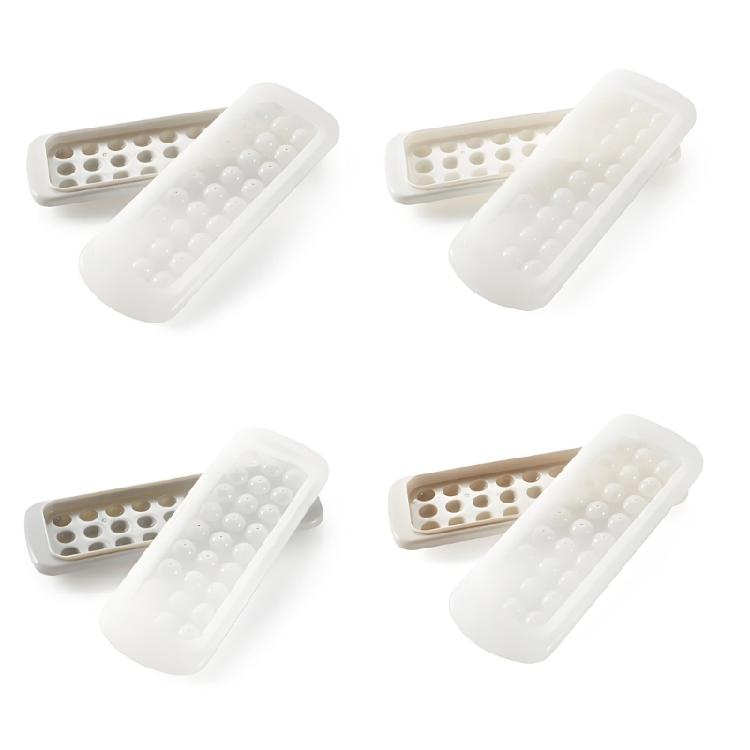 

4Pcs Small Round Ice Cubes Maker Tray With Lid Silicone Ice Ball Mold For Chilling Drink, Coffee, Beverage and Juice 1