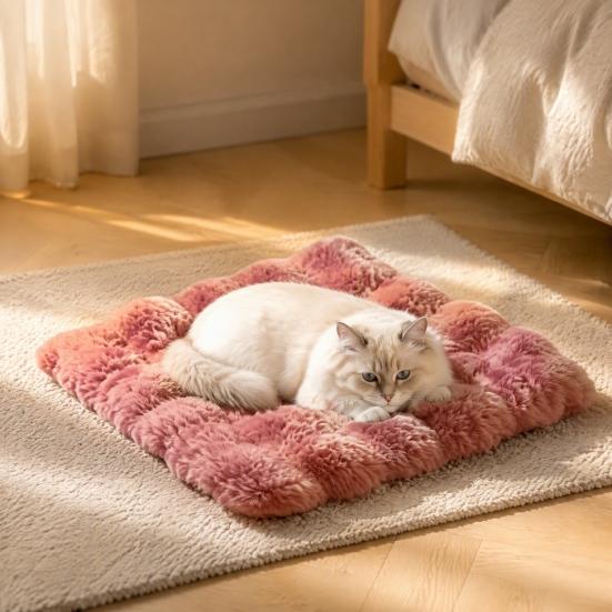 Comfortable Sleeping Rug for Dogs Faux Fur Pet Mat, Soft Warm Cat Pad with Non-slip Bottom, Winter Self-Warming Fuzzy Cozy Mat Bed Cats, Machine