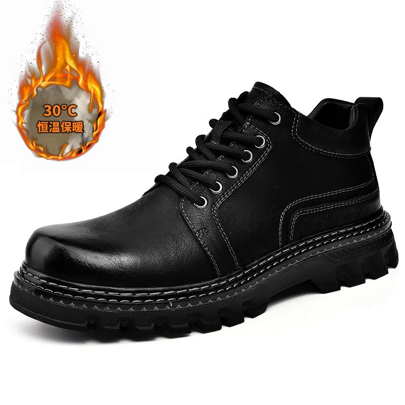 Fashion Luxury Men Leather Shoes Genuine Leather Brand Designer Shoes Italian Casual Men Boots Black Lace-up Work Ankle Boots for Men