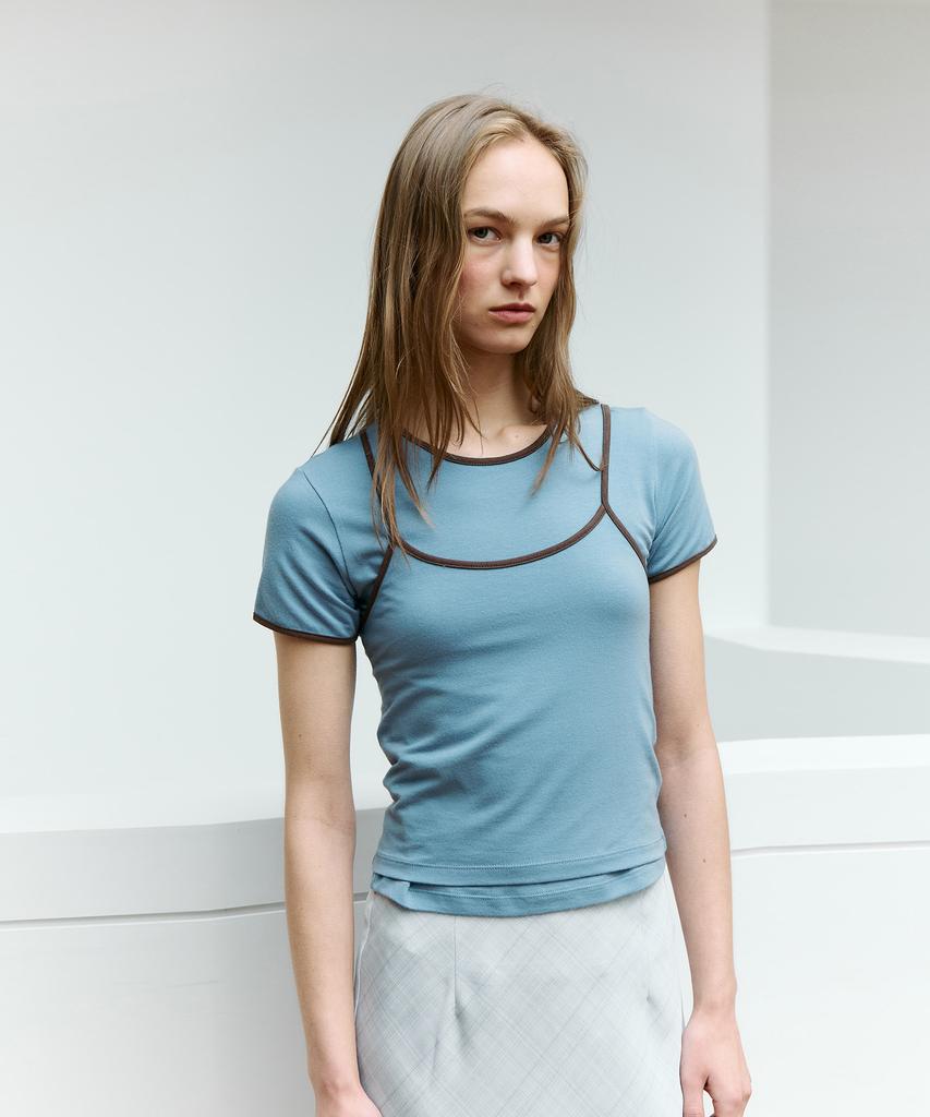 Deolil Layered Coloration Top_ Skyblue