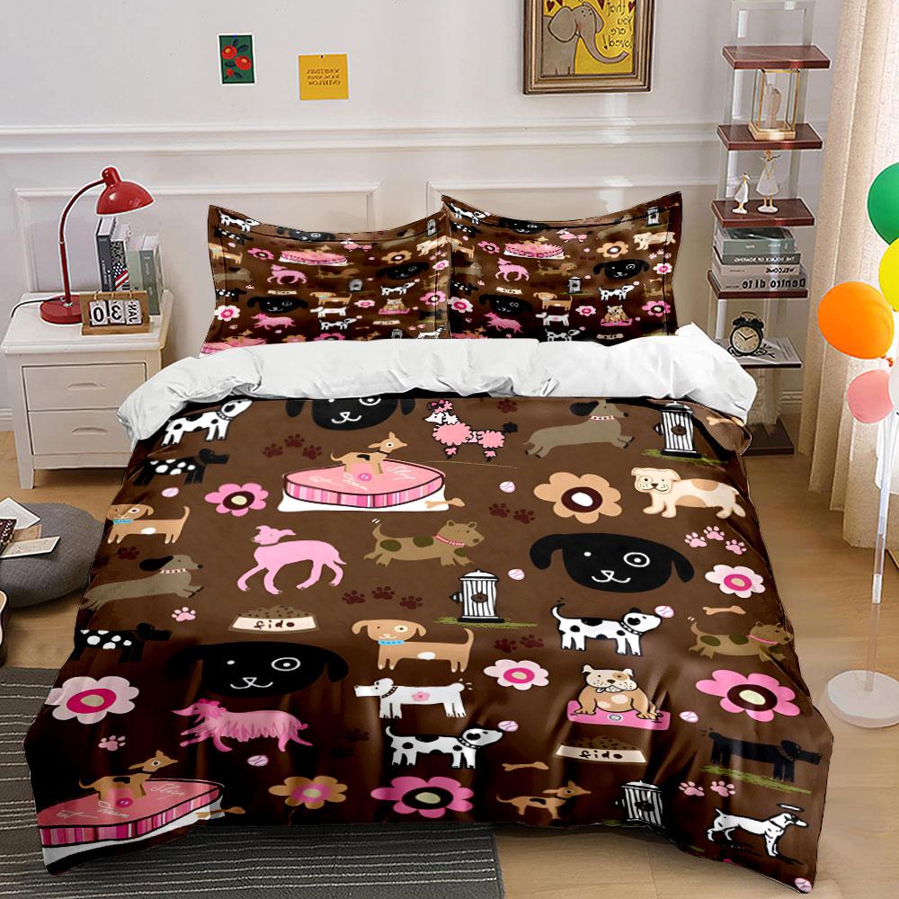 Hundemuster Bettwäsche-Set - Heimdekoration Mehrere Größen Kinder- und Schlafzimmer für Erwachsene Exquisites 3-teiliges Bettwäsche-Set, Geschenk