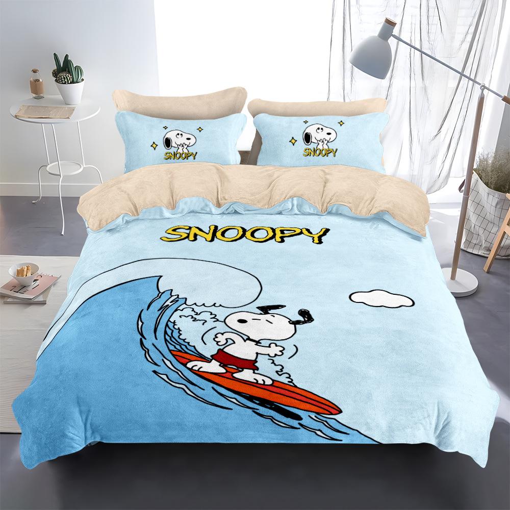 Cartoon S-Snoopy Bedding Set Cute Cartoon Puppy Duvet Cover Pillowcase 3D Prints Quilt cover Bedroom Decoration Holiday Gift