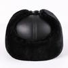 Men's Winter Genuine Leather Lei Feng Hat - Warm Duckbill Cowhide Cap for Elderly