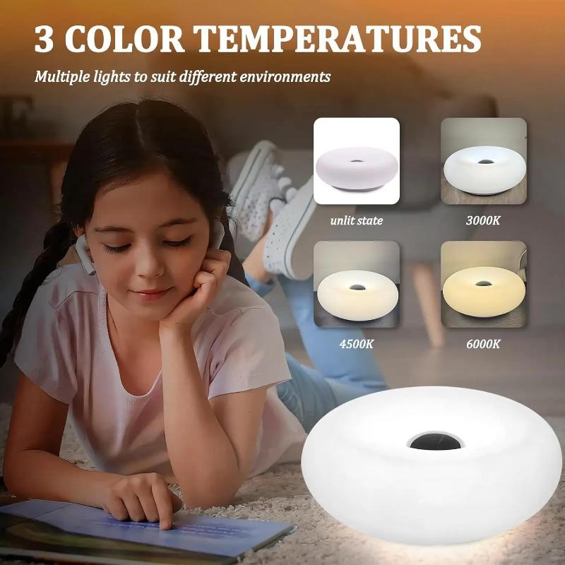 Round Donut Shaped Rechargeable Wall Lamp Touch Dimmable Night Light for Living Room Bedroom Study Indoor Ambient Decor Table Lamp