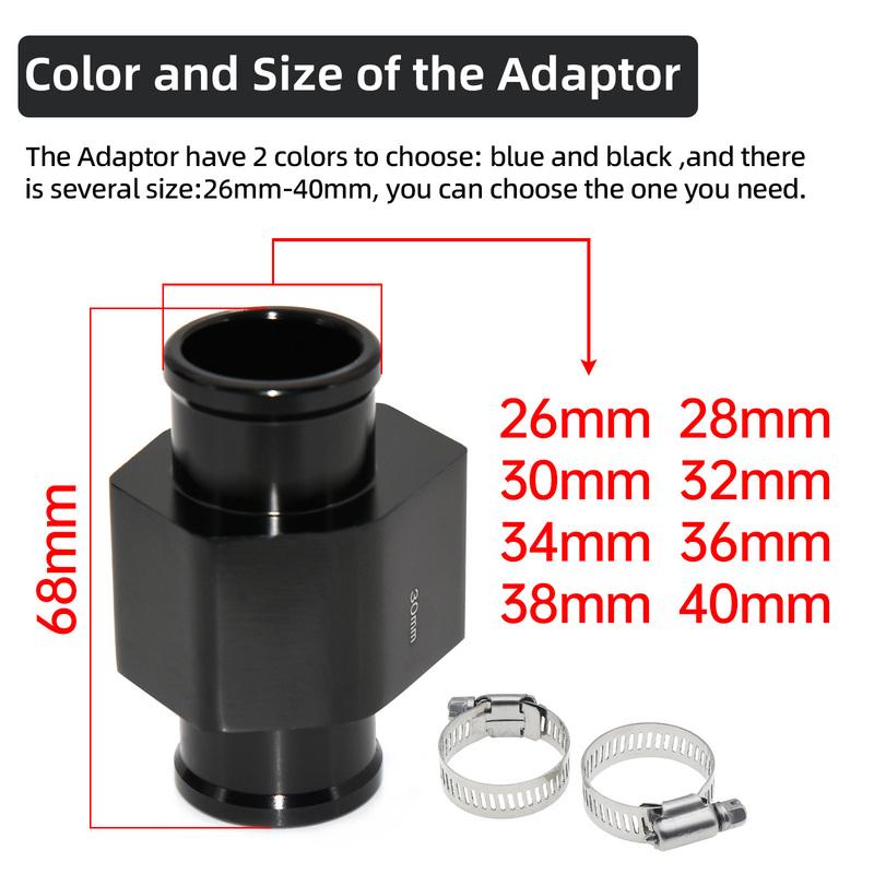 2“ 52mm Water Temperature Gauge 40-140 Celsius 7 Colors Backlight Water Temp Sensor Joint Pipe Sensor Hose Adapter For 12V Car