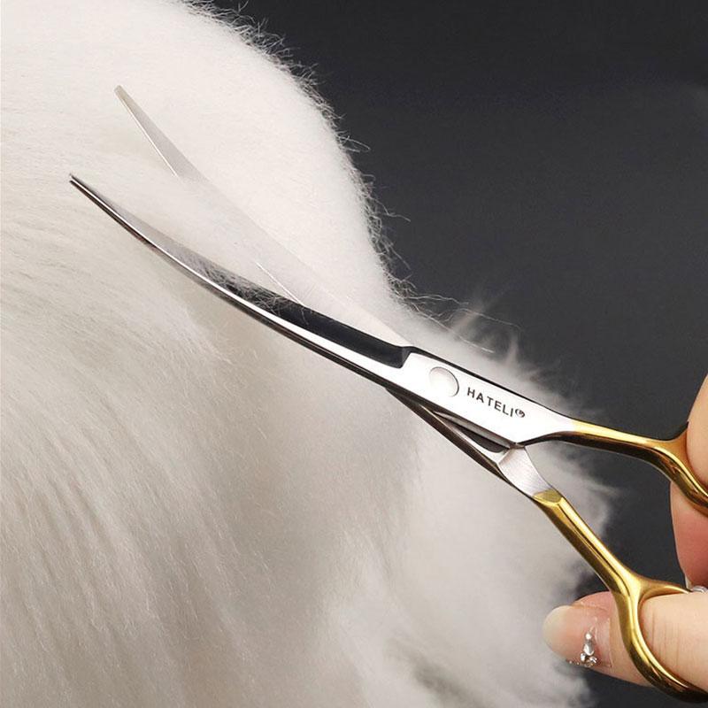 7.0 inch Professional Pet Grooming Scissors Fishbone Teeth Straight/Curved Thinning Scissor for Dogs Pet Groomer Tools Products