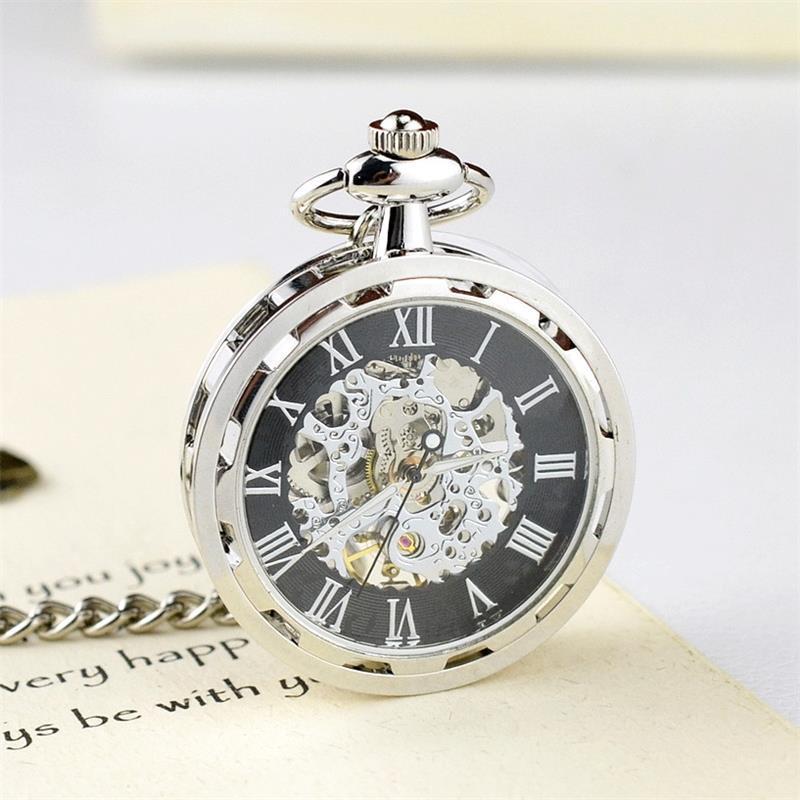 Luxury Antique Men Steampunk Fob Watches Clock Pendant Hand-winding Skeleton Mechanical Pocket Watch