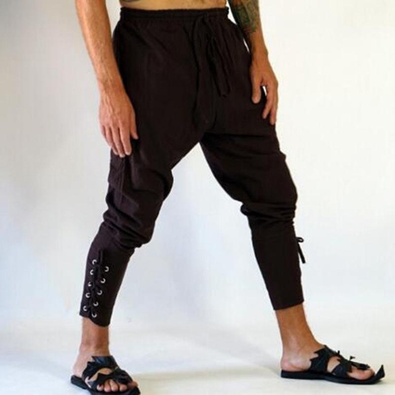 Pantaloni da uomo larghi casual con cinturino alla caviglia, comodi