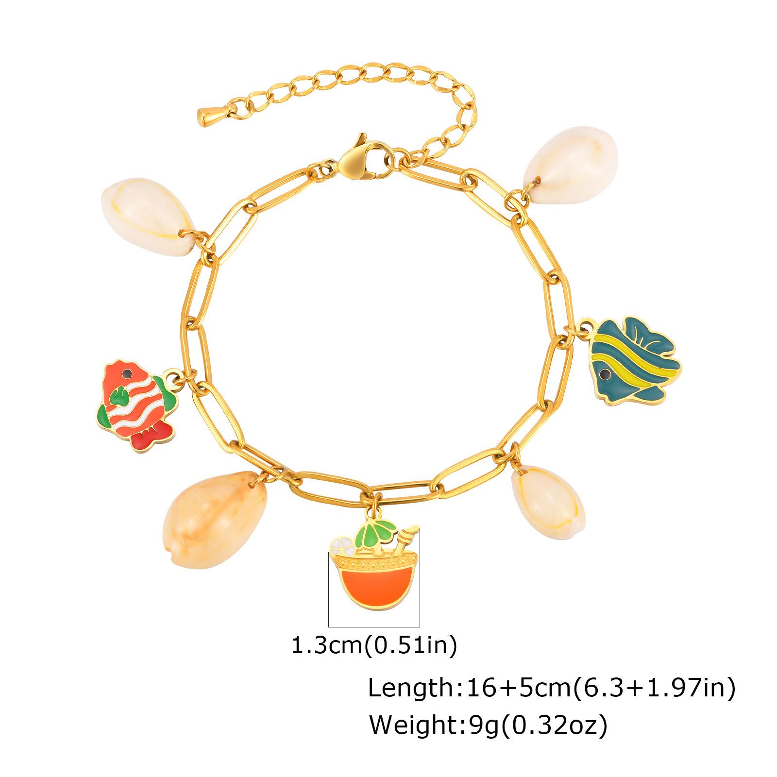 Ocean Element Vacation Stainless Steel Gold Bracelet Women S Fashion Summer Accessories 2057