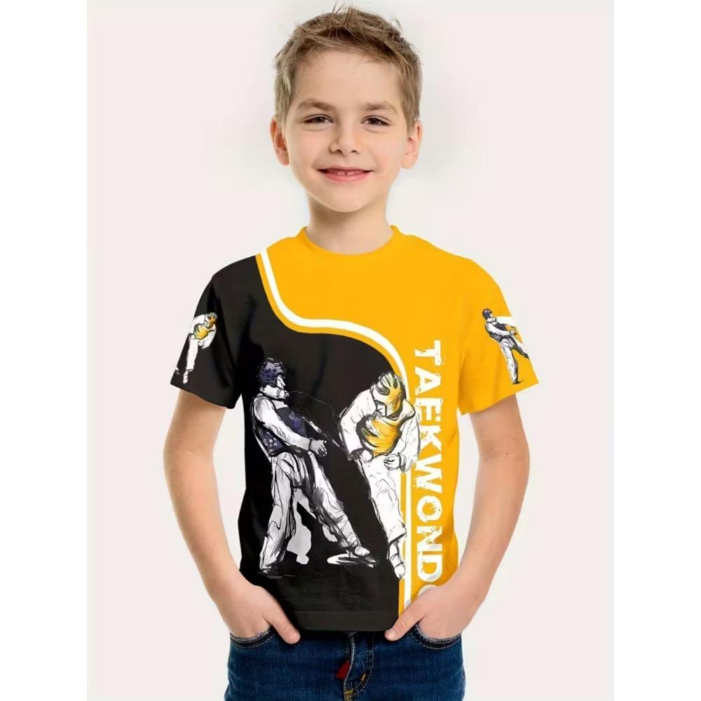 Abbigliamento Ragazzi Taekwondo Judo Moda T-shirt con Stampa 3D Sportivo Bambini Maniche Corte Estate Abbigliamento Palestra Harajuku Magliette Top Cool