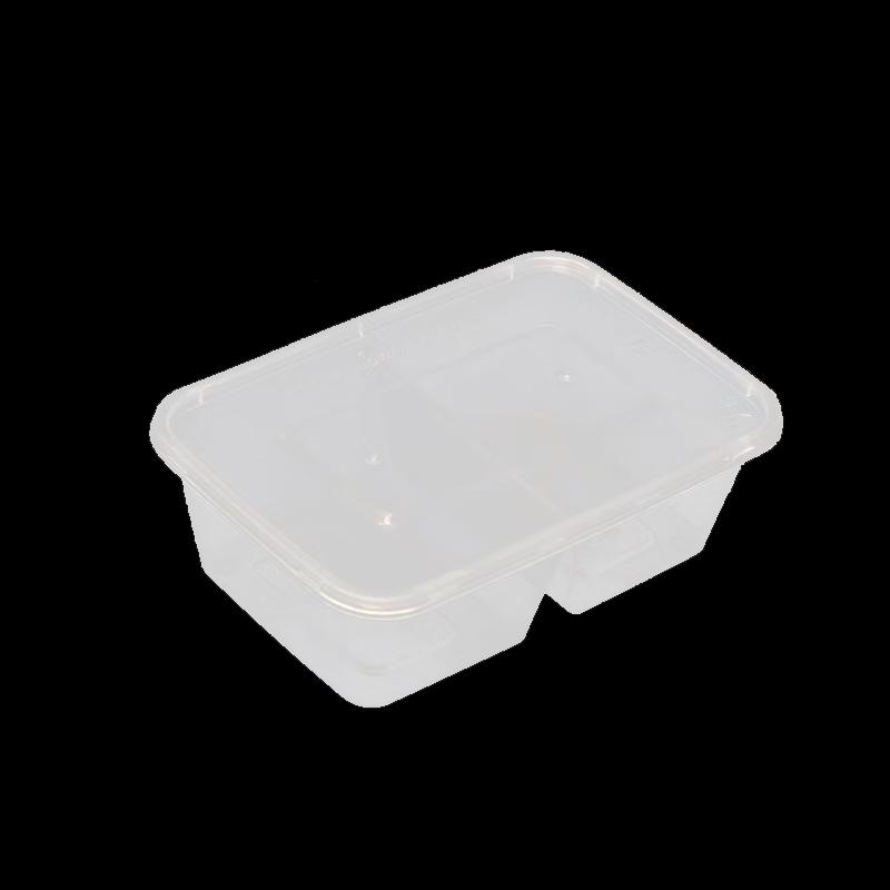Disposable 750ml Two-Compartment Plastic Meal Box