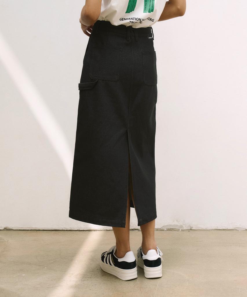 BEENTRILL Sunday Fatigue Denim Long Skirt (Black)