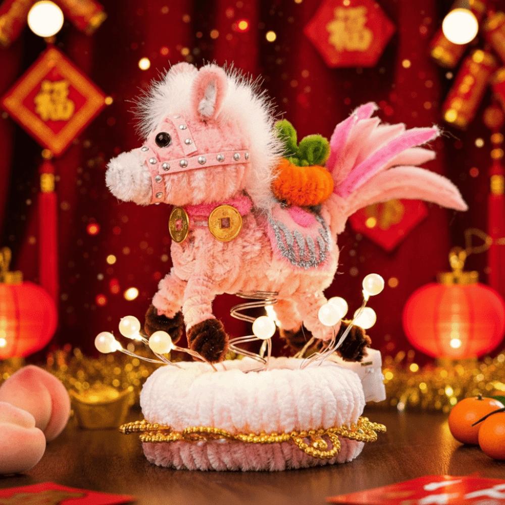 Handmade Glowing Rotating Lantern Cartoon Unfinished DIY Twister Stick Cute DIY Material Kit Spinning Horse Lantern New Year