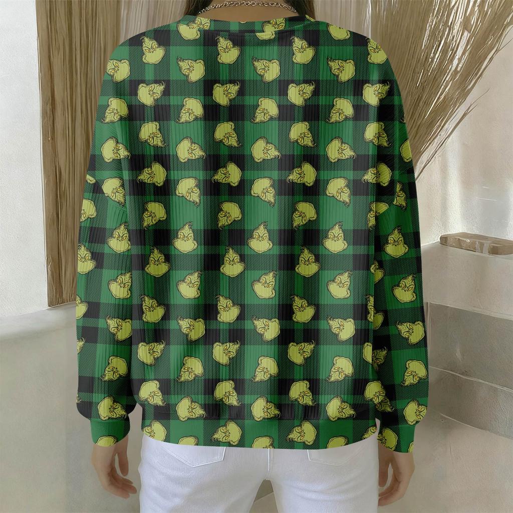 Women's Loose Comfortable Casual And Fashionable Round Neck Pattern Long Sleeved Sweatshirt