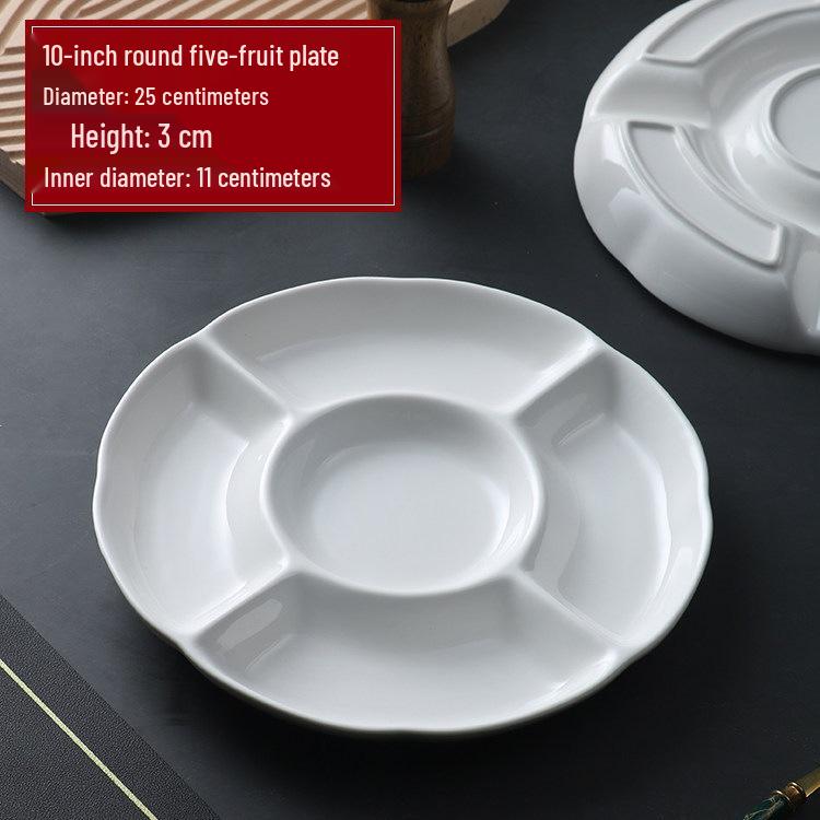 Windmill Five-Compartment Ceramic Dish - Ideal for Braised, Steamed, or Dumpling Dishes.