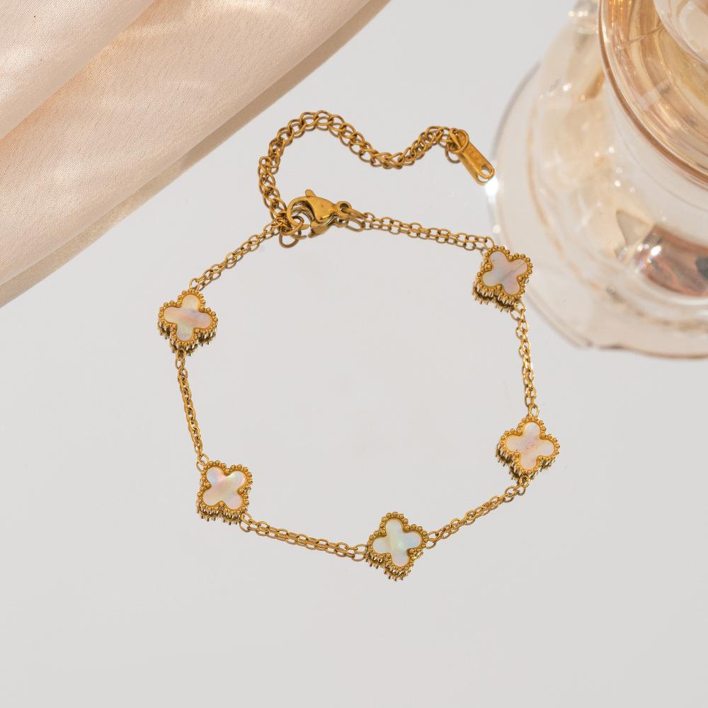 9mm Four-leaf Clover Bracelet A Luxurious and High-end Women's Jewelry Piece That Won't Fade A Unique and Minimalist Bangle