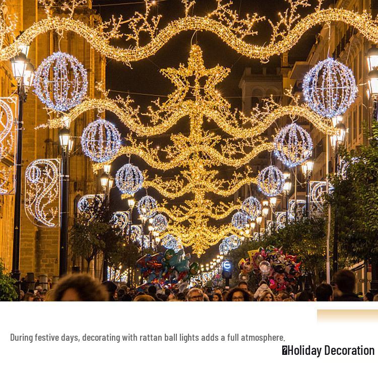 LED Rattan Dekorative Außenhängeleuchten Runde Kugel für Landschafts- und Straßenbeleuchtung