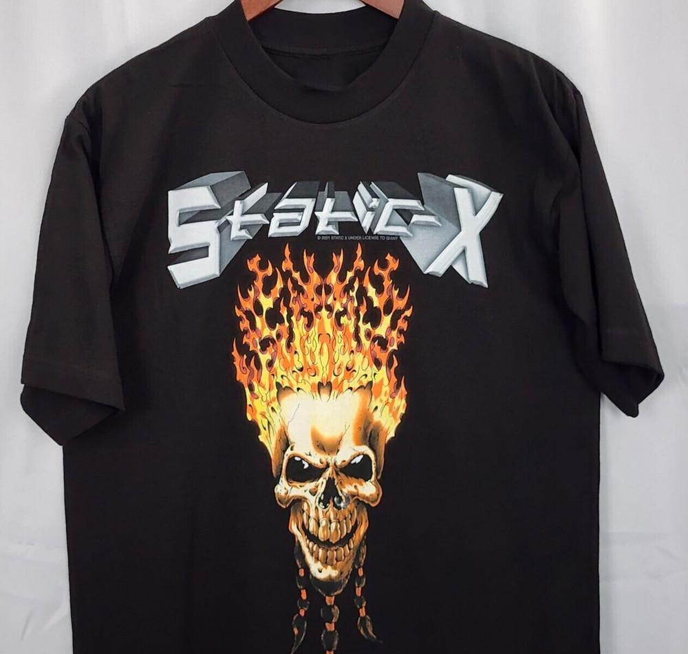 

STATIC X Музыкальный Альбом Хлопковая Черная Футболка Все Размеры Для Мужчин TT061 Унисекс Футболка XL