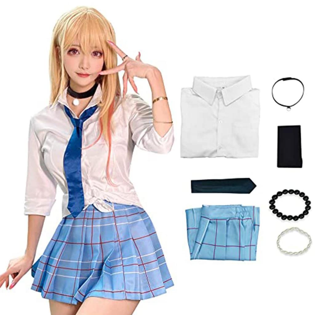 Joyasslly Kit Cosplay Uniforme Kitagawa Umi Yume Include Cosplay e Perfetto per Anime Scuola Festival Adulti Costume, Set, Marin, Cravatta, Accessori,