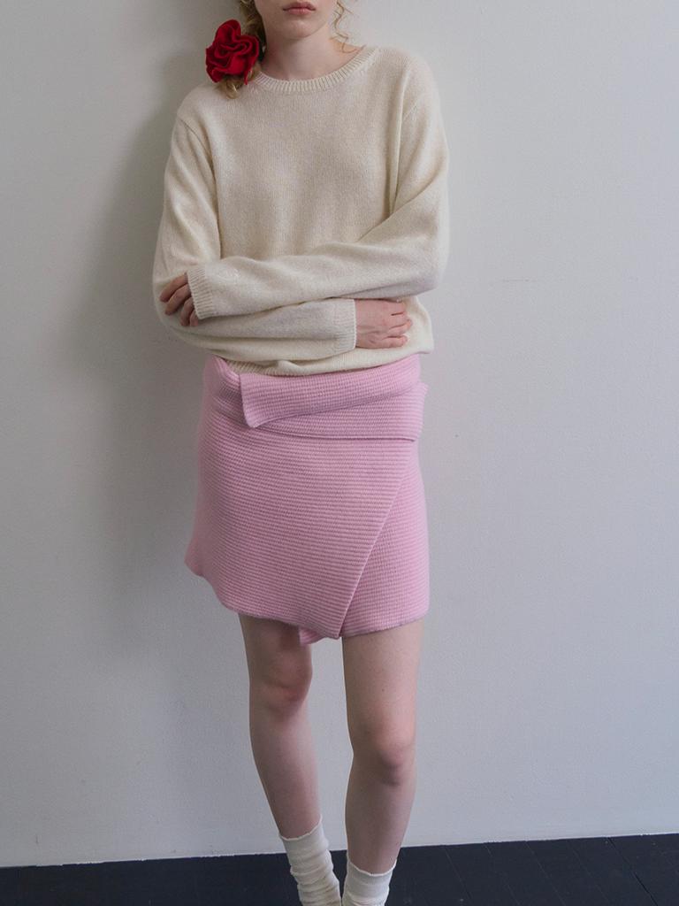 TINKNIT Cashmere Wool Blend Wrap Skirt_Pink
