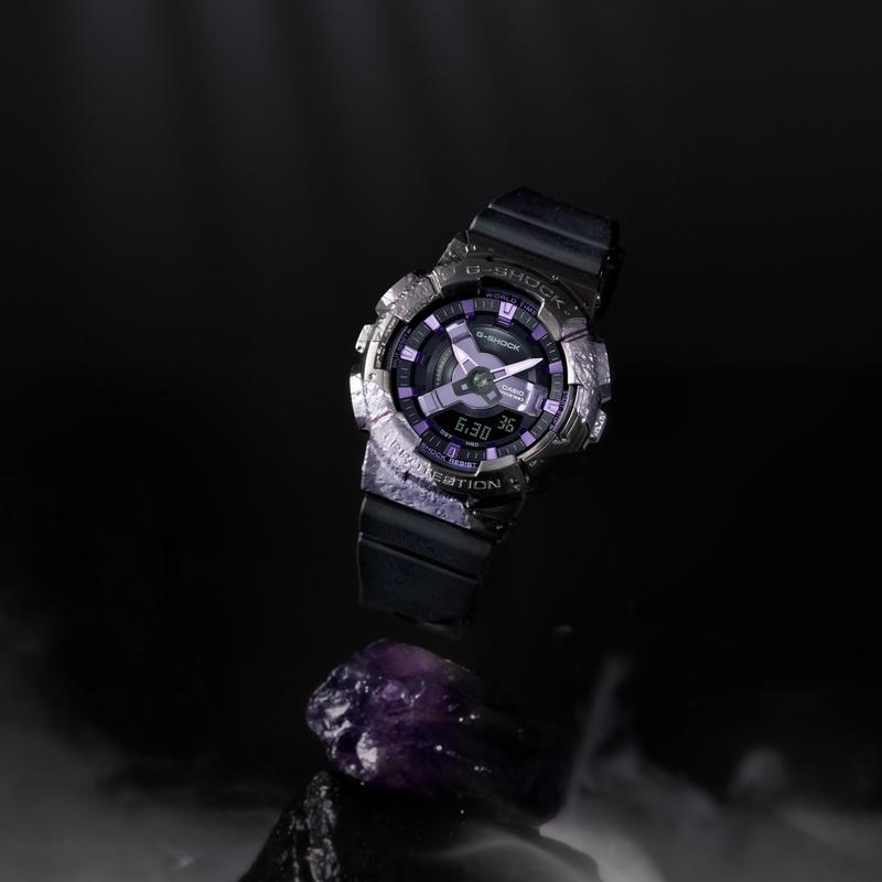 Casio all-metal series-disc series dual display waterproof quartz movement resin strap Japanese and Korean watch women's watch purple GM-S114GEM-1A2PR