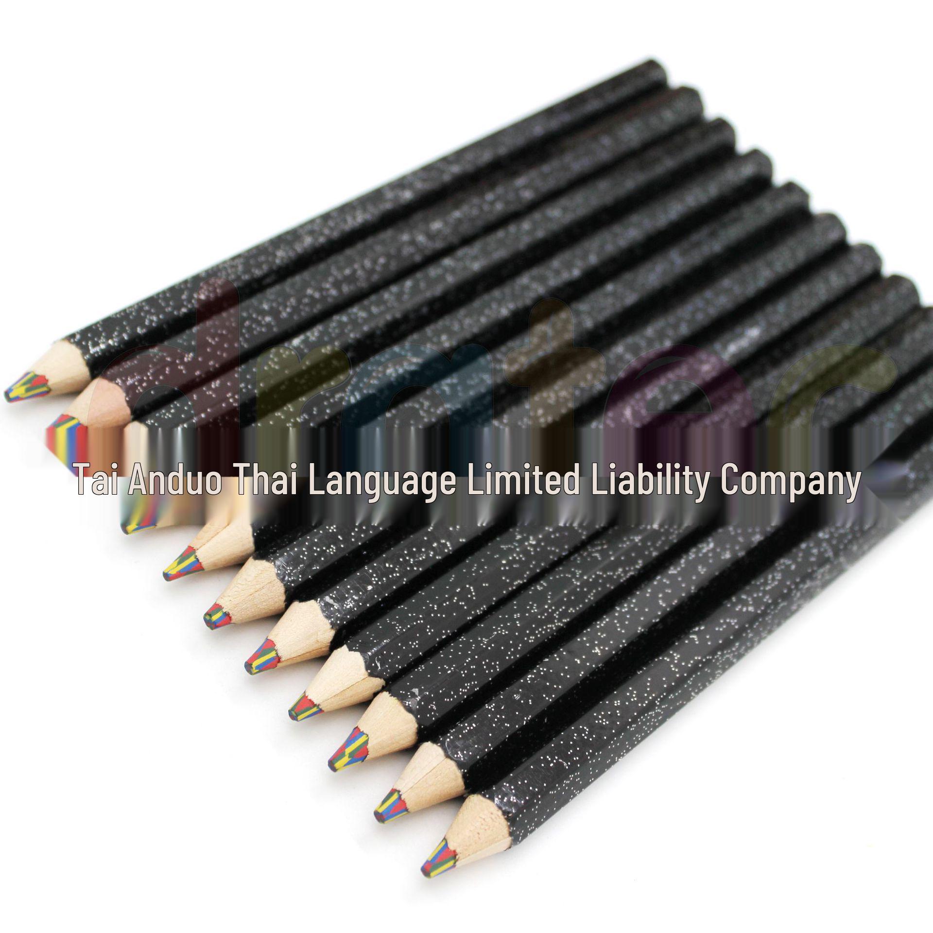 

In-stock, Free Shipping: Thick Rainbow Pen with Large Barrel, Four Colors In One; Wooden Drawing Colored Pencils. 4-in-1 colored pencils, 12 pcs/OPP bag