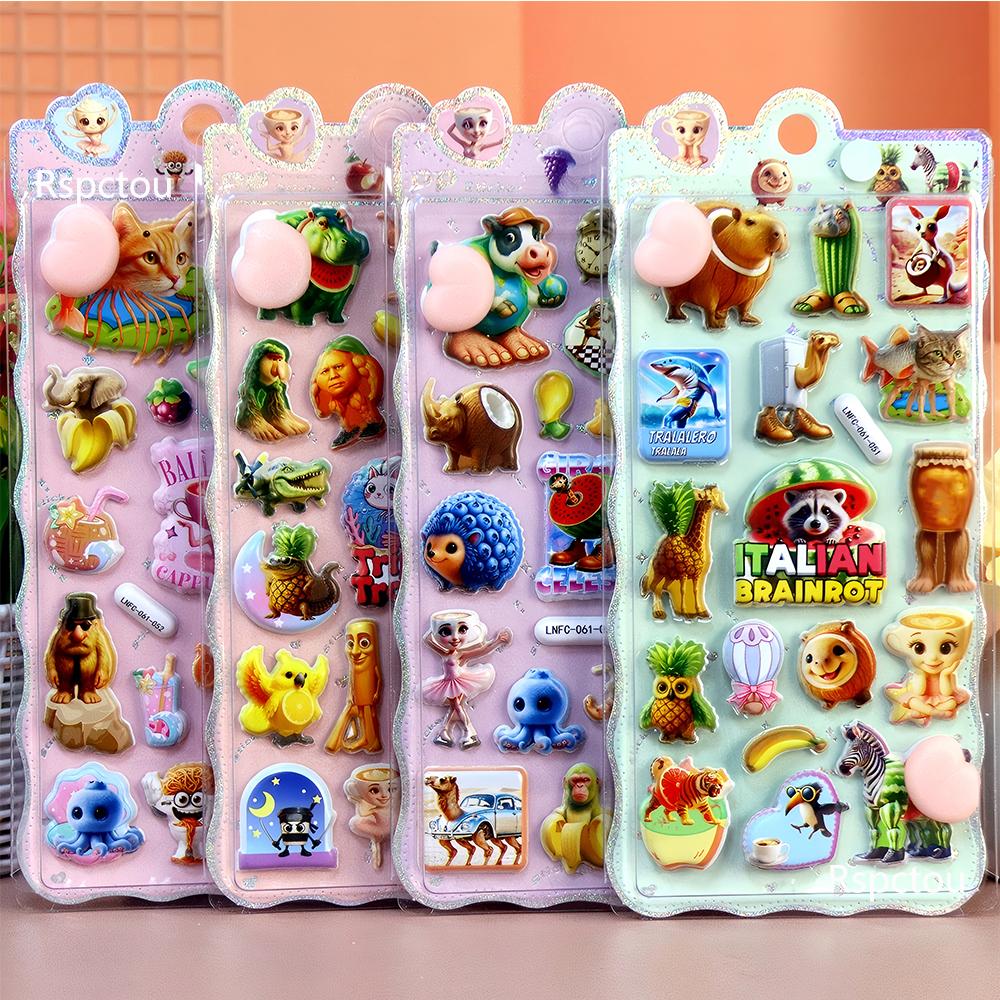 

4pcs Tung Tung Tung Sahur Buttocks Stickers Italian Brainrot Funny Abstract Animal Decals Laptop Phone Sticker Decompression Toy