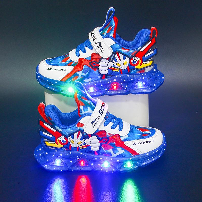 Lighted boys' sneakers2026New spring and autumn collection: breathable and durable mesh sneakers for boys, featuring a soft sole and versatile design
