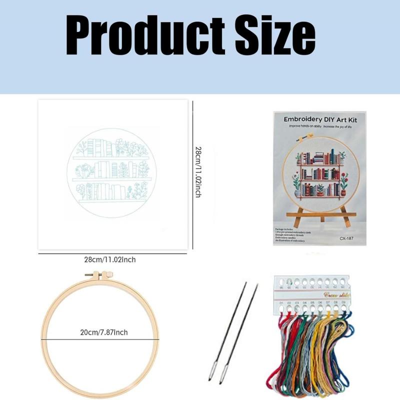 1Pc DIY Embroidery Starter Kit Cross Stitch Kits for Beginners Bookshelf Pattern