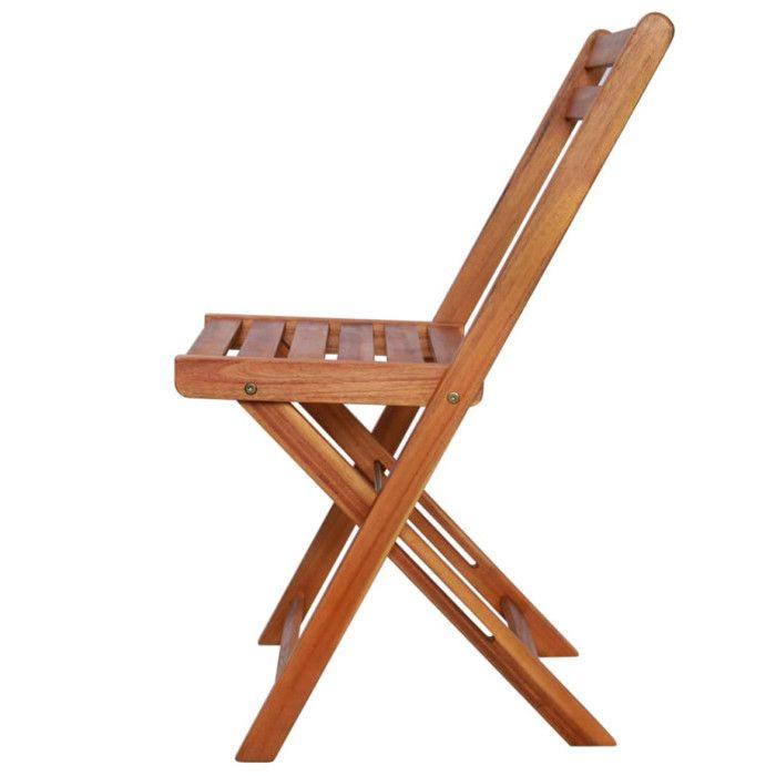 VidaXL 2x Chaise de Bistro Bois Massif d'Acacia Pliable Chaise de Jardin 44012