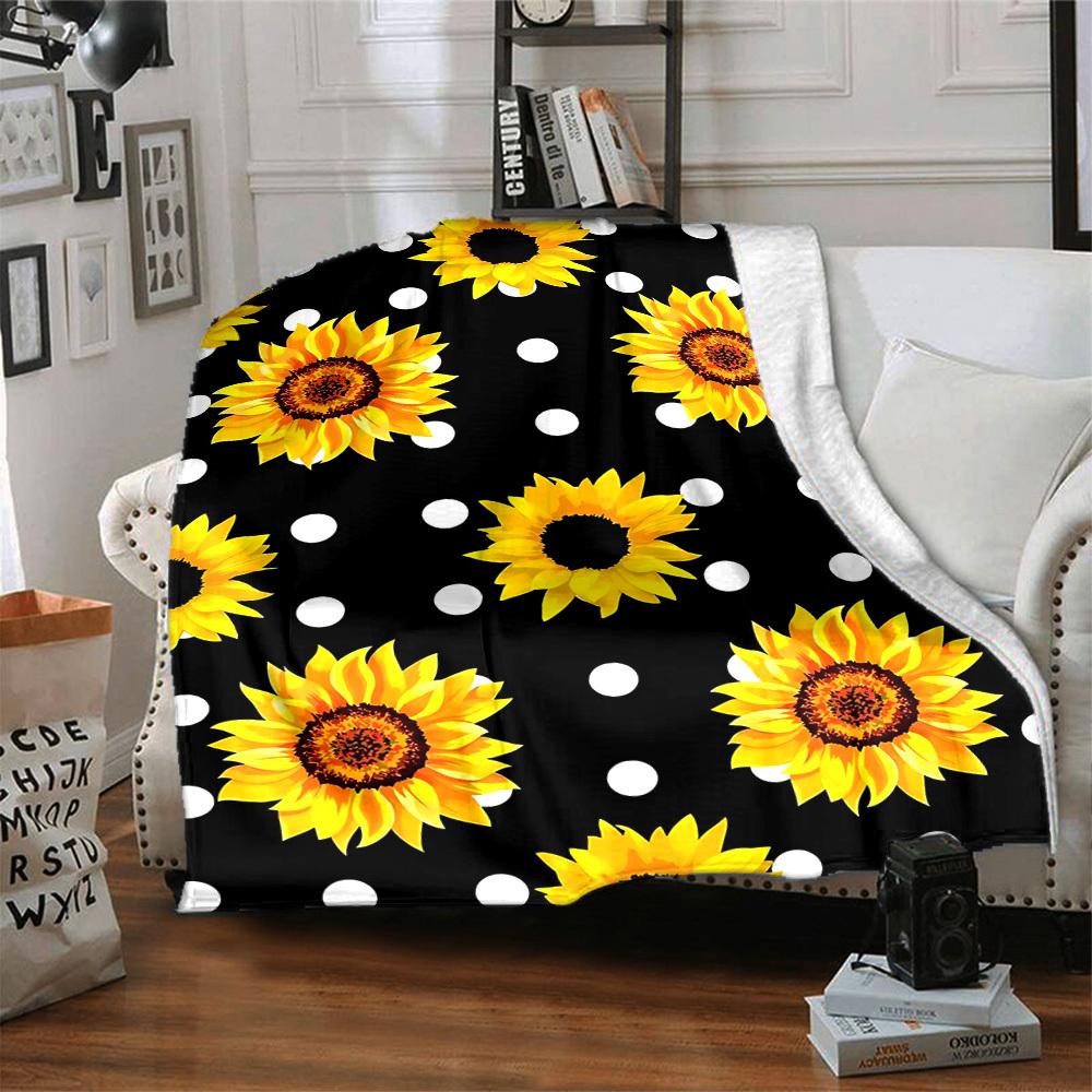 1pc Sunflower Pattern Blanket Warm, Cozy, And Soft, Suitable for Sofas, Beds, Cars, And Office Use.Perfect for Camping And Travel, Making It a Great G