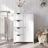 VASAGLE Bathroom Floor Storage Cabinet, Wooden Storage Unit with 4 Drawers, Single Door, Adjustable Shelf, for Living Room, Kitchen, Entryway, White