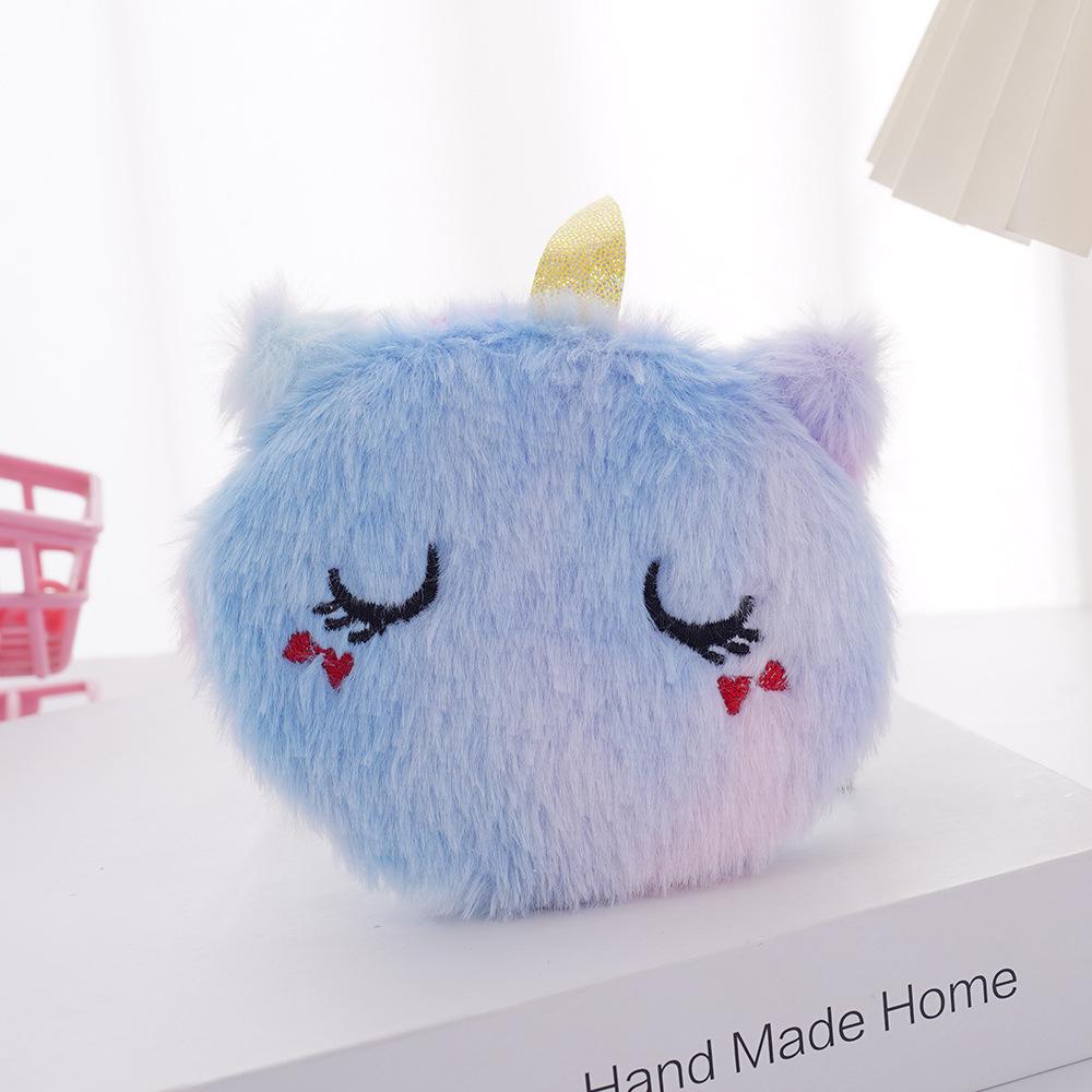Children's Cute Kitten Plush Coin Purse - Portable 3D Round Bag for Lipstick & Earphones