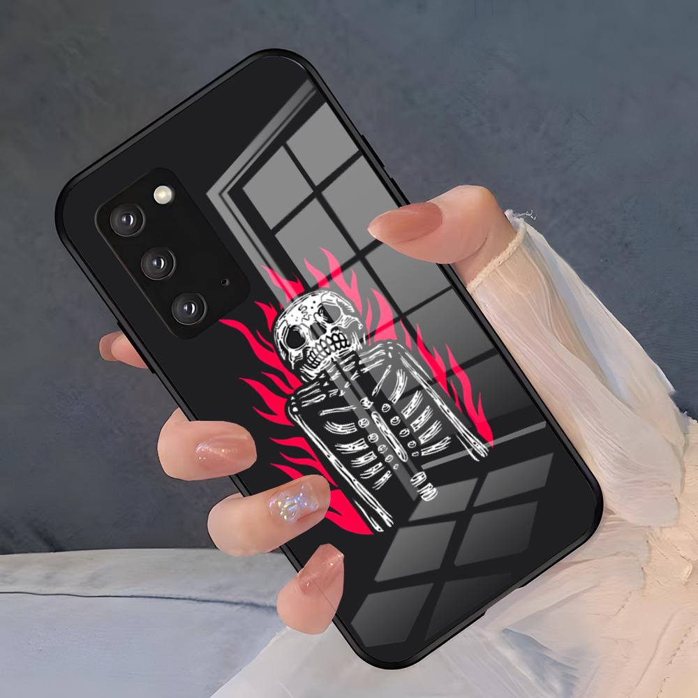 Spooky Skull Patterns Phone Case For Samsung S26 S25 Plus S20 S20 Plus S22 Ultra S23 FE S21 Plus S21 Ultra Glass Cover