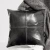 NOORA 100% Lambskin Leather Pillow Cover, Square Black Leather Pillow Cover, Living Decor,Throw Cover