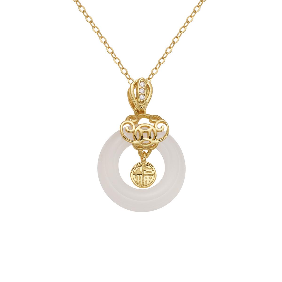 

Ожерелье из серебра 925 пробы с пряжкой-символом благословения из халцедона, подвеска в виде благоприятного облака, цепочка на ключицу премиум-класса 925 silver