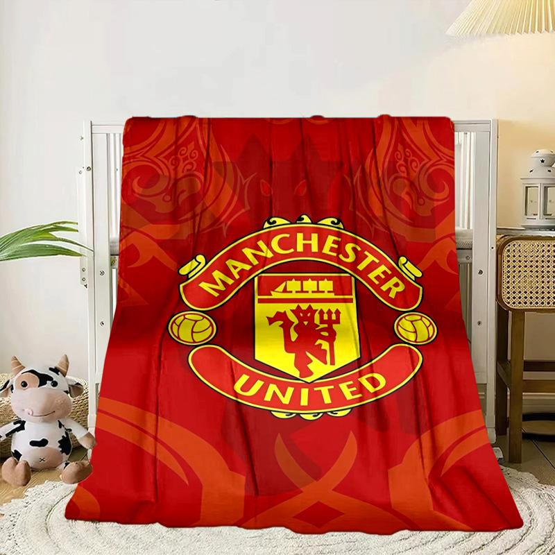 Coperta Portatile/Morbida Coperta Biancheria da Letto con Stemma del Manchester United Adatta per Viaggi Campeggio Soggiorni Uffici Divani Regali per Tifosi