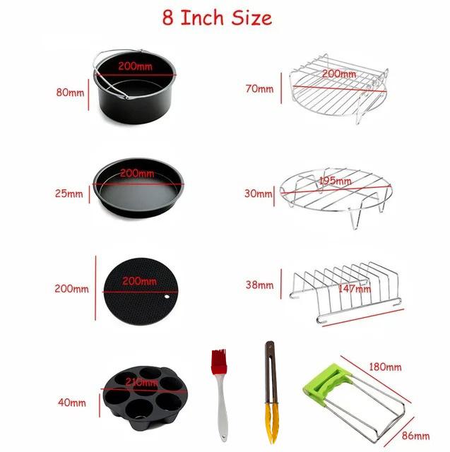 7 Inch / 8 Inch Air Fryer Accessories for Gowise Phillips Cozyna and Secura Fit All Airfryer 3.73.7 4.2 5.3 5.8QT Baking Pan