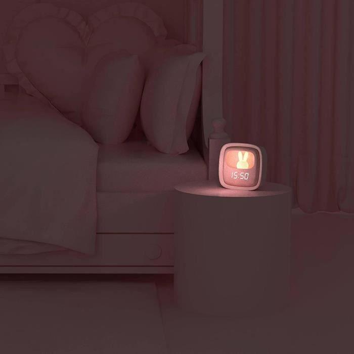 Réveil & veilleuse - mob - billy clock - rose saumon - rechargeable usb - 12x12x4 cm