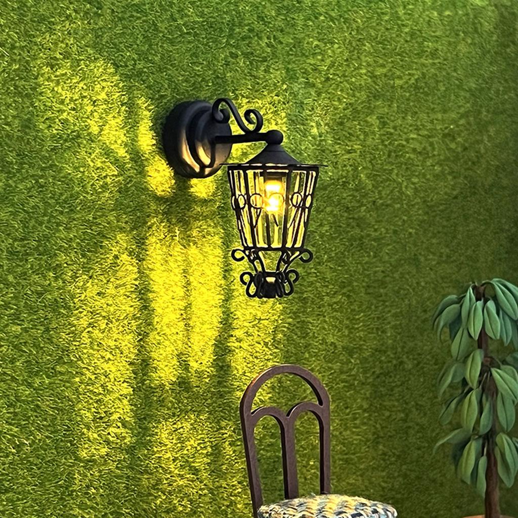 Miniature Hollowed Wall Sconce 1/12 Black Metal Wall Lamp for Dollhouse Living Room Hallway Garden Scene Decoration