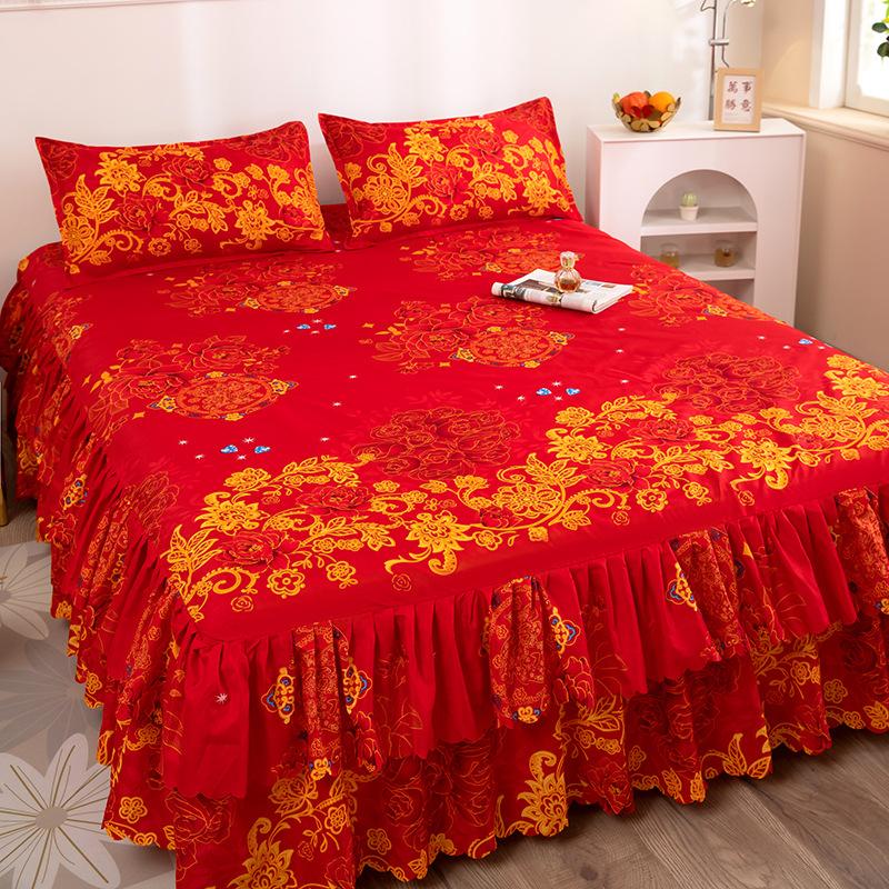 Chambre ménage monobloc ponçage jupe de lit couleur unie doux pour la peau couvre-lit couvre-lit chambre étudiant dortoir draps