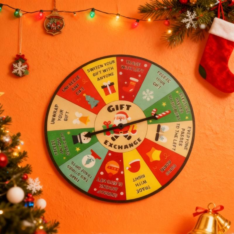Wood Rotating Wheel for Christmas Gift Exchange with Easy Setups Perfect for Various Party Occasion and Festival Decors