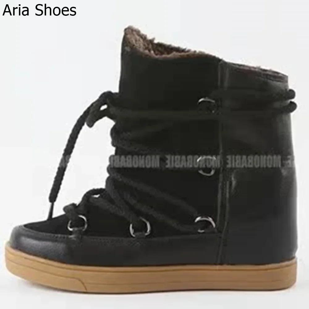 Fashion 2025 New Lace-Up Snow Boots with Velvet Inner Height Shoes Fur Integrated Cotton Shoes Women's Fashion Winter Short Boots