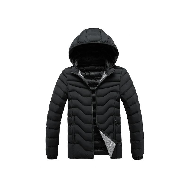 Lightweight Cotton Coat Men's Winter Solid Color Graphene Removable Cap Plus Velvet Thickened Hooded Jacket Men