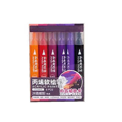 6 Bucăți Marker Acrilic 6 Culori Stilou cu Vopsea Acrilică Marker Pensulă pentru Pictură pe Lemn Sticlă Textil Metal Piatră Scrapbooking