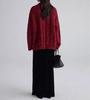 Women's European Style Heavy-Duty Three-Strand Twisted Wool Sweater, Autumn/Winter, Red Heather Yarn, Relaxed Fit