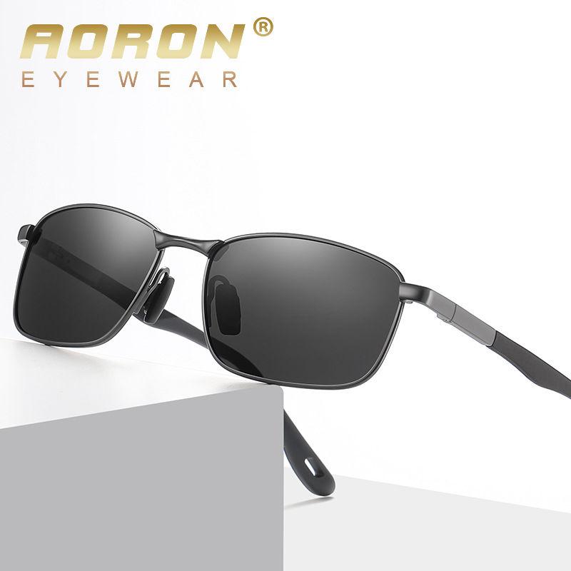 AORON Metal Frame Polarized Sunglasses for Men Women Fashion Outdoor Driver Driving Glasses UV400 Anti Glare Eyeglasses